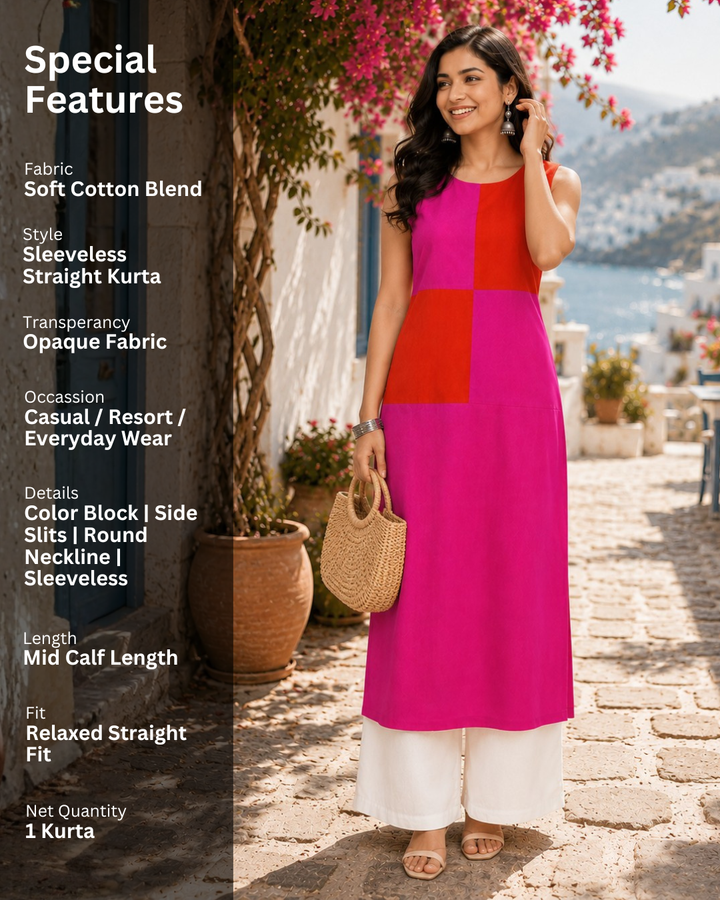 Summer Fizz Color Block Kurta For Women