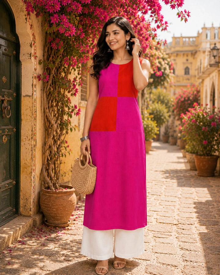 Summer Fizz Color Block Kurta For Women