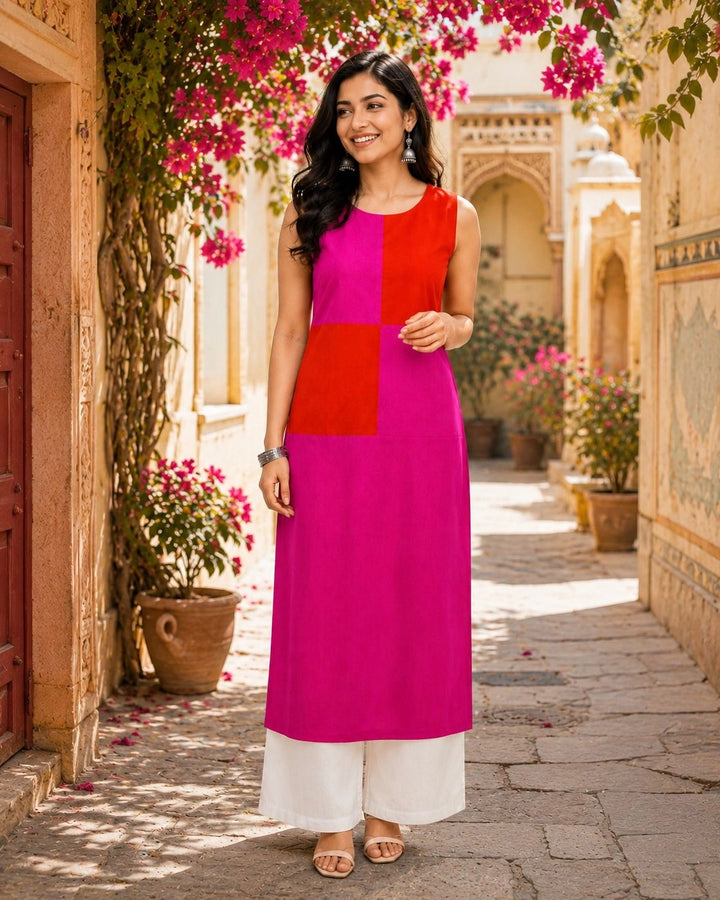 Summer Fizz Color Block Kurta For Women