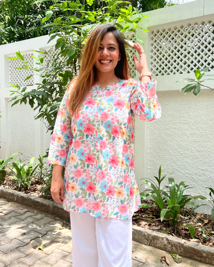 Summer Floral Cotton Shirt For Women