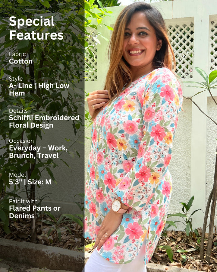 Summer Floral Cotton Shirt For Women