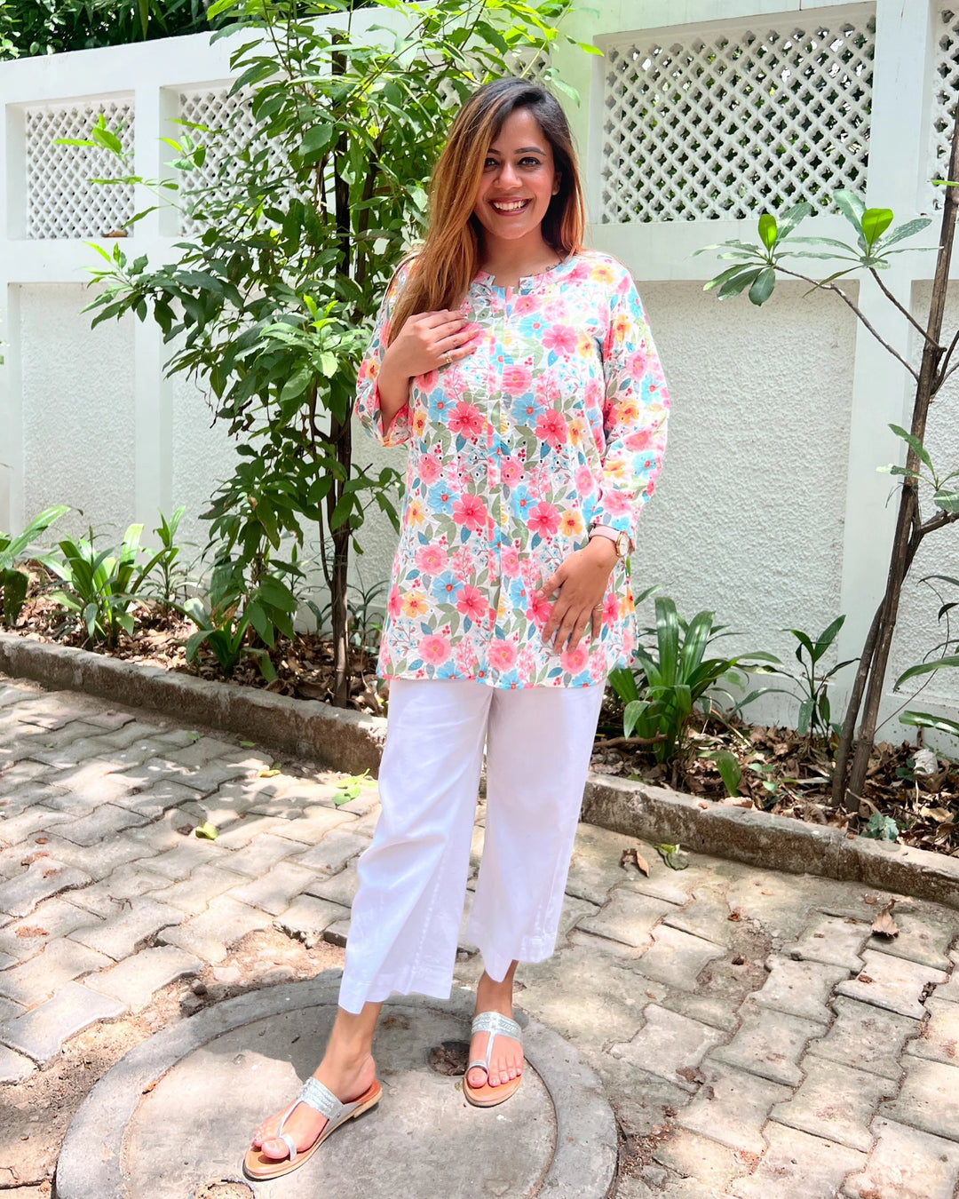 Summer Floral Cotton Shirt For Women