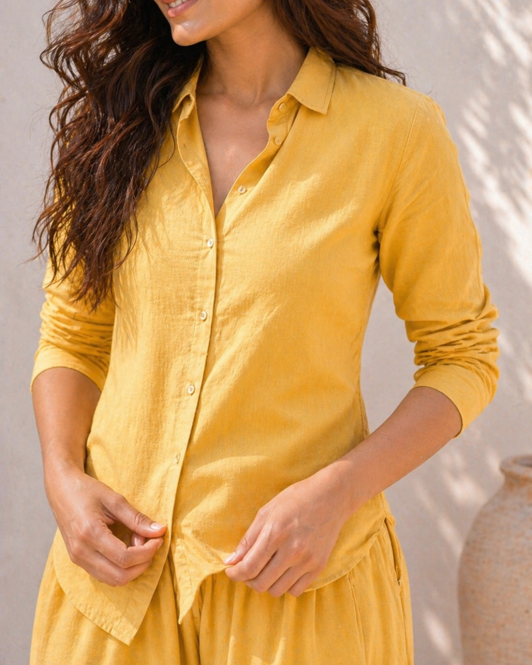 SunMelon Yellow Shirt With Modern Salwar