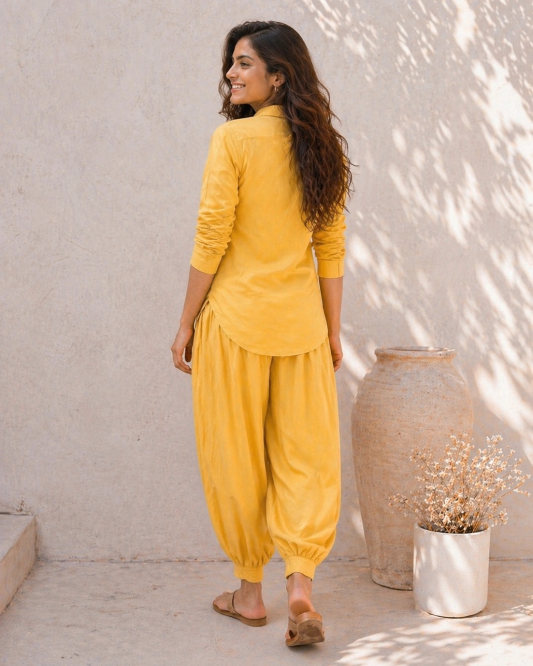 SunMelon Yellow Shirt With Modern Salwar