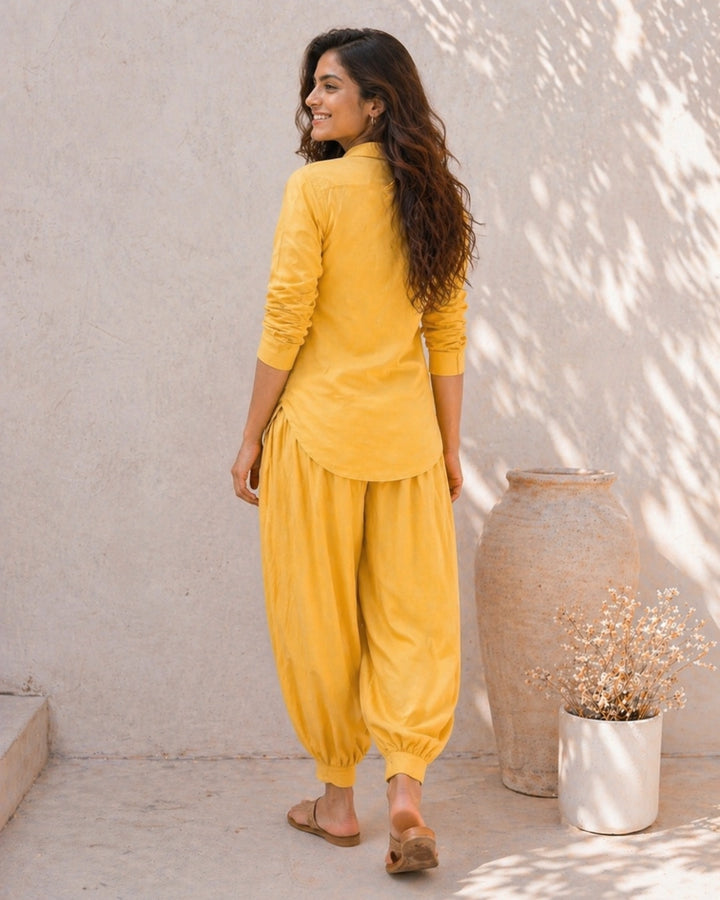 SunMelon Yellow Shirt With Modern Salwar