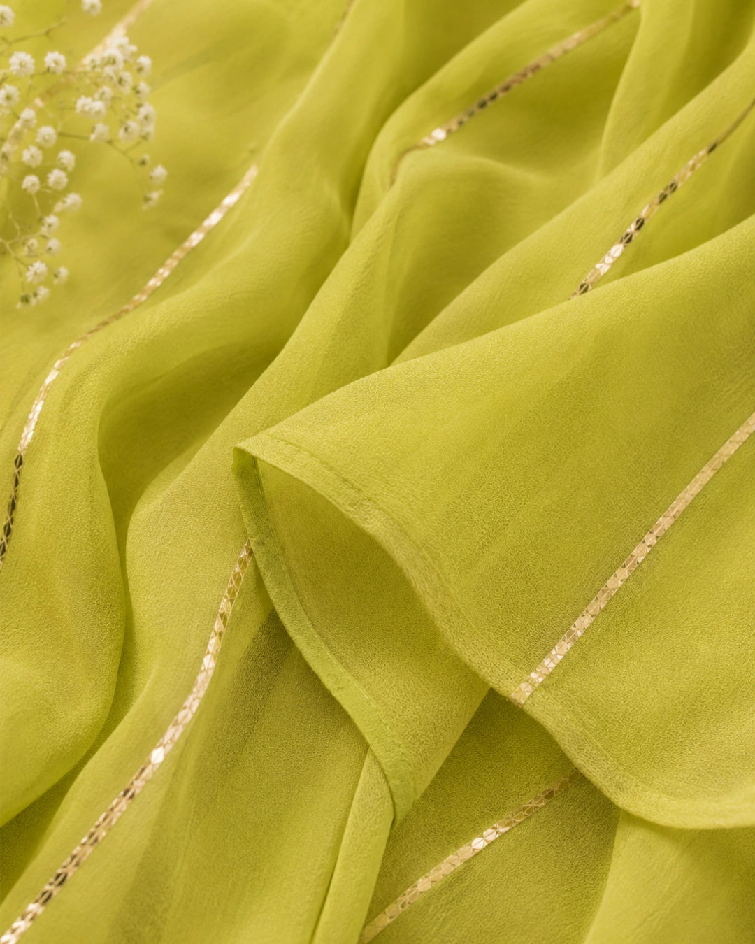 Sunheri Noor Gota Lace Lime Dress