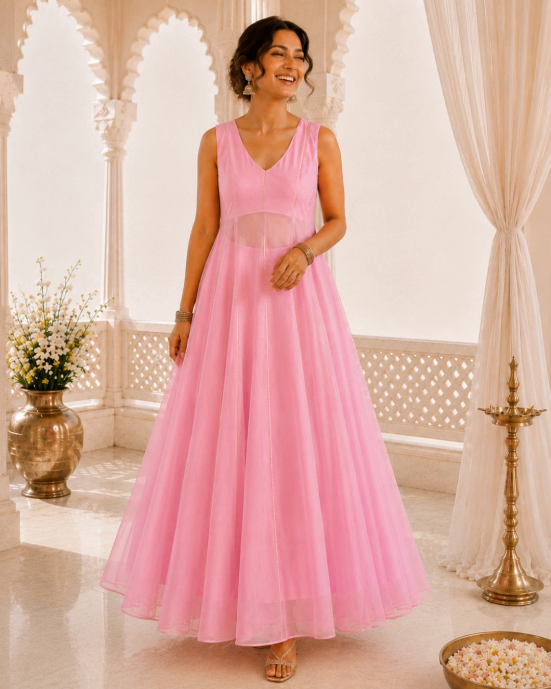 Sunheri Noor Gota Lace Pink Dress