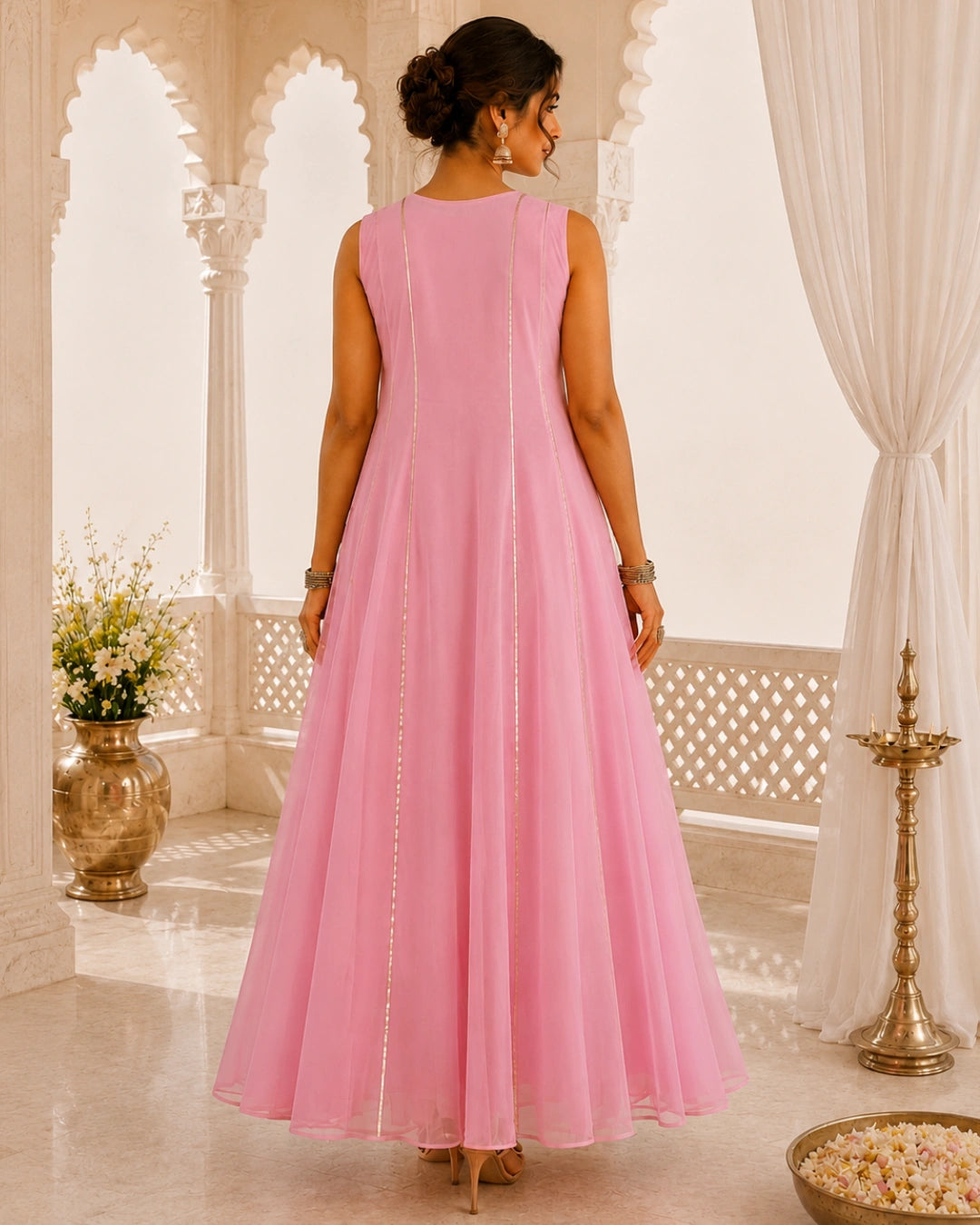 Sunheri Noor Gota Lace Pink Dress
