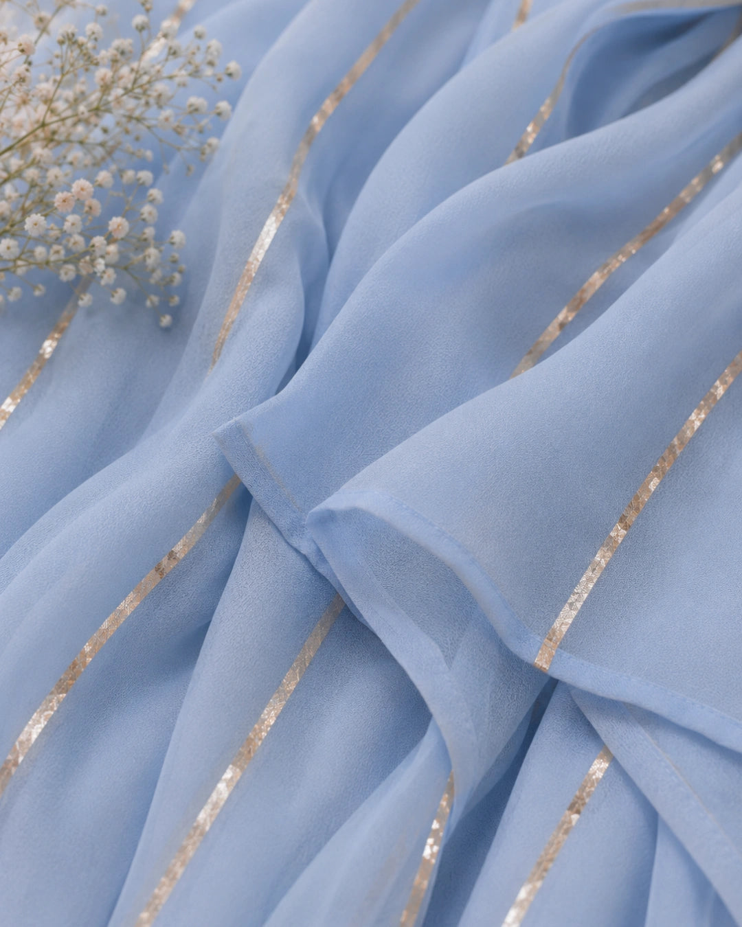 Sunheri Noor Gota Lace Powder Blue Dress