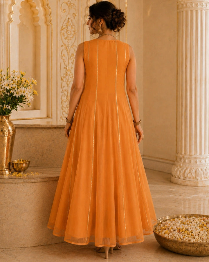 Sunheri Noor Gota Lace orange Dress