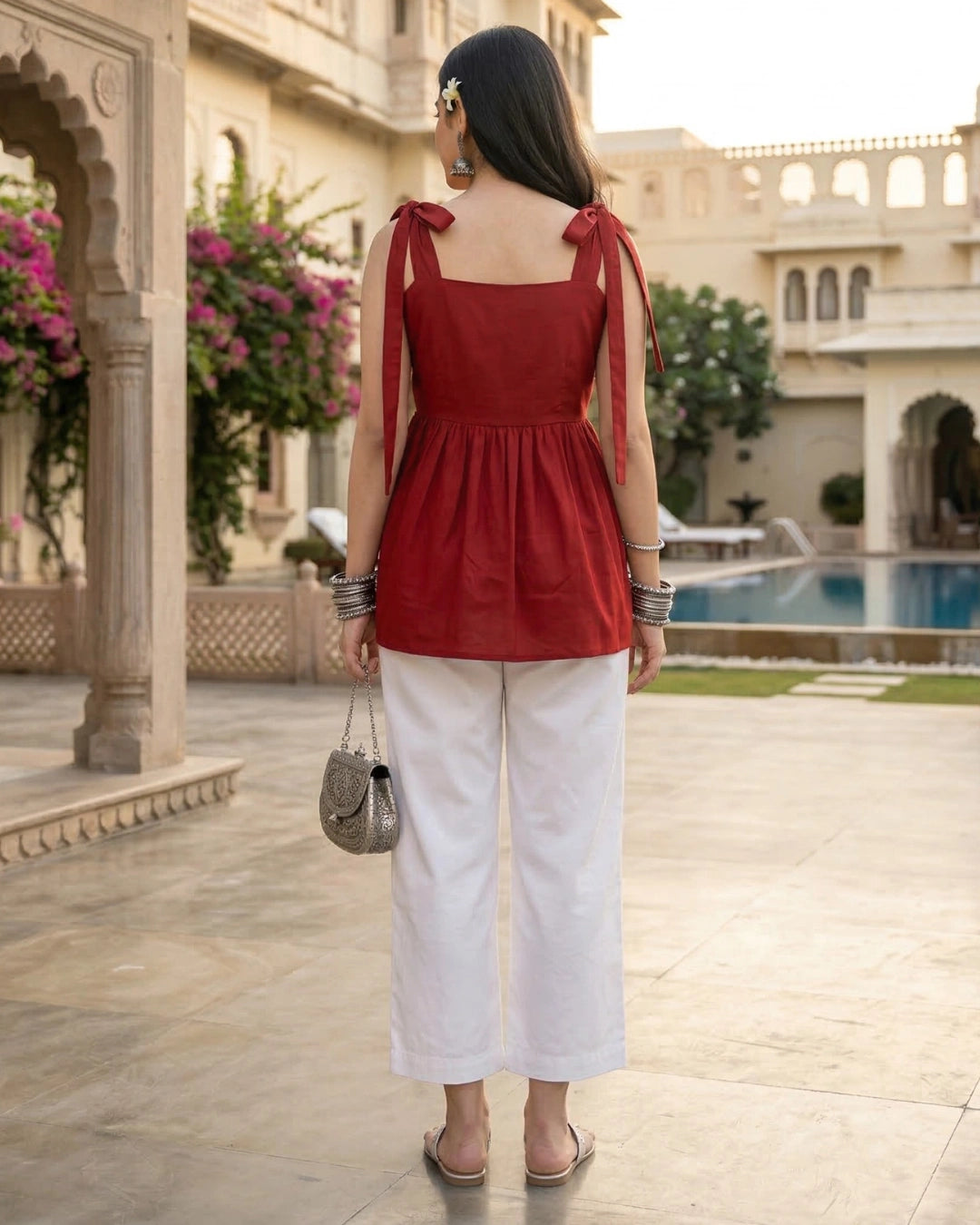 Sunrise Red Tie Top In Softest Modal For Women