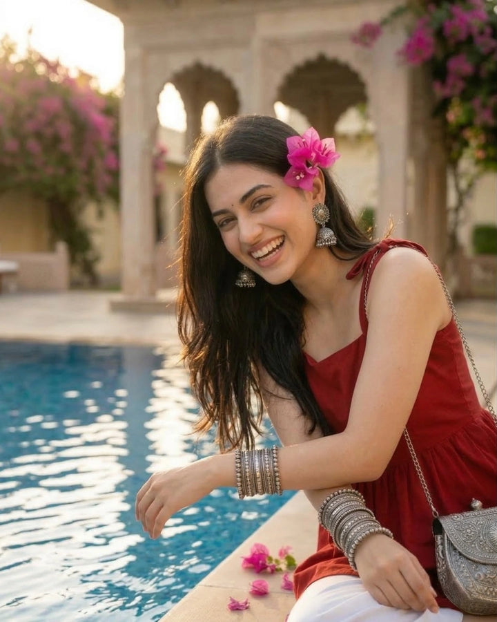 Sunrise Red Tie Top In Softest Modal For Women