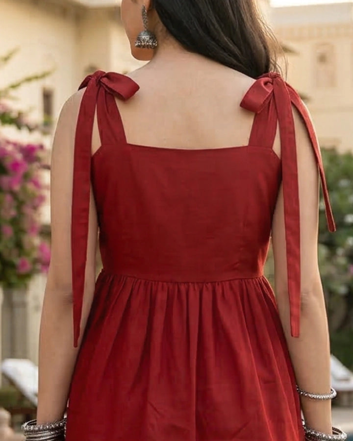 Sunrise Red Tie Top In Softest Modal For Women