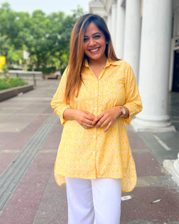 Sunshine Yellow Cotton Shirt for Women