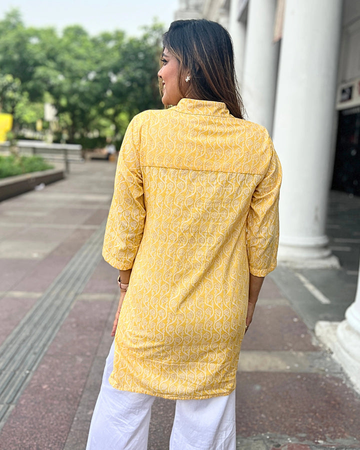 Sunshine Yellow Cotton Shirt for Women