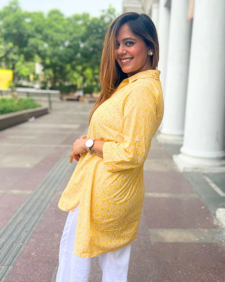 Sunshine Yellow Cotton Shirt for Women