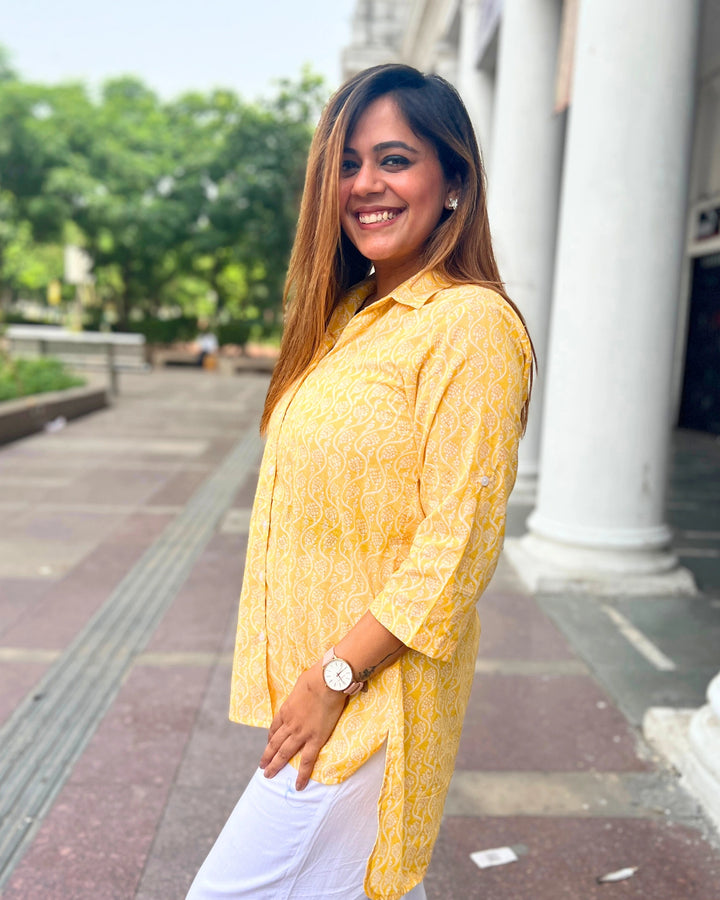 Sunshine Yellow Cotton Shirt for Women