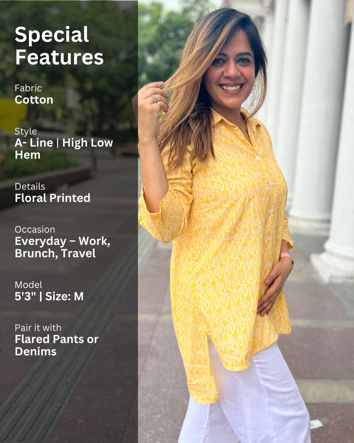 Sunshine Yellow Cotton Shirt for Women