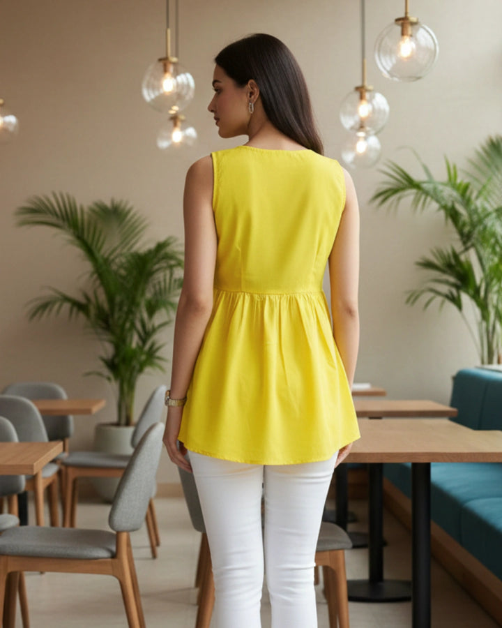 Sunshine Yellow Crepe Made to Chill Top For Women