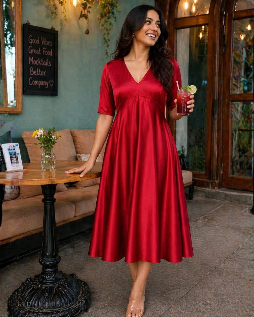 deep red midi dress Wine Red Chiffon Sleeveless Midi Dress