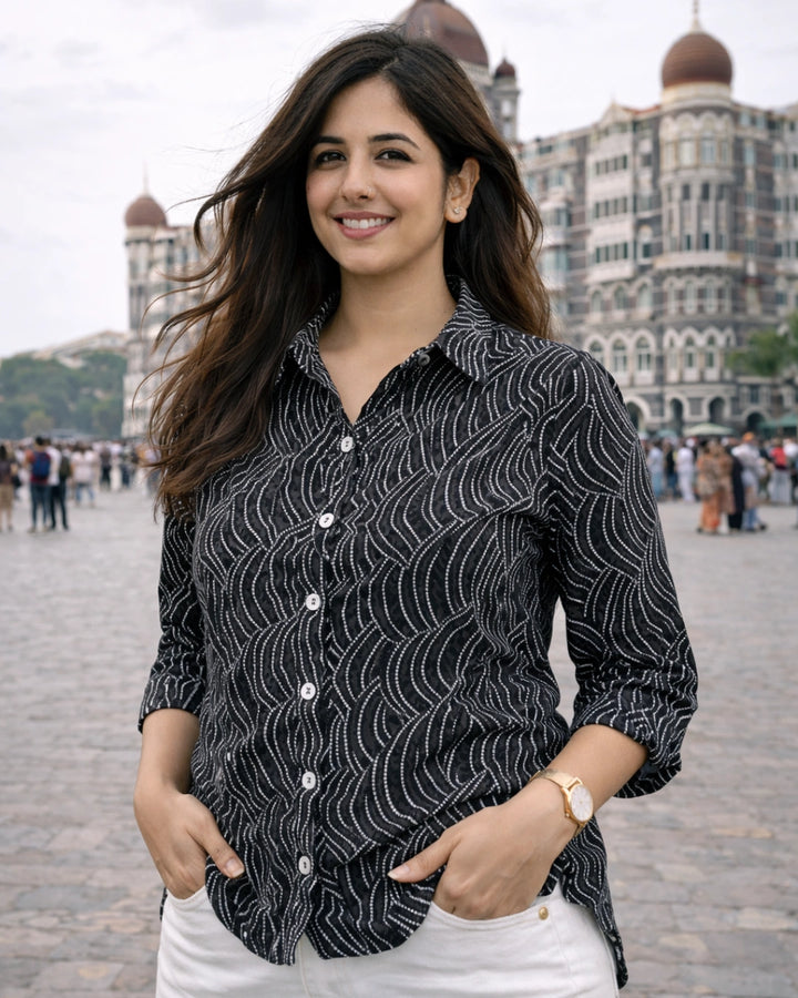Wavy Black Classic Cotton Shirt