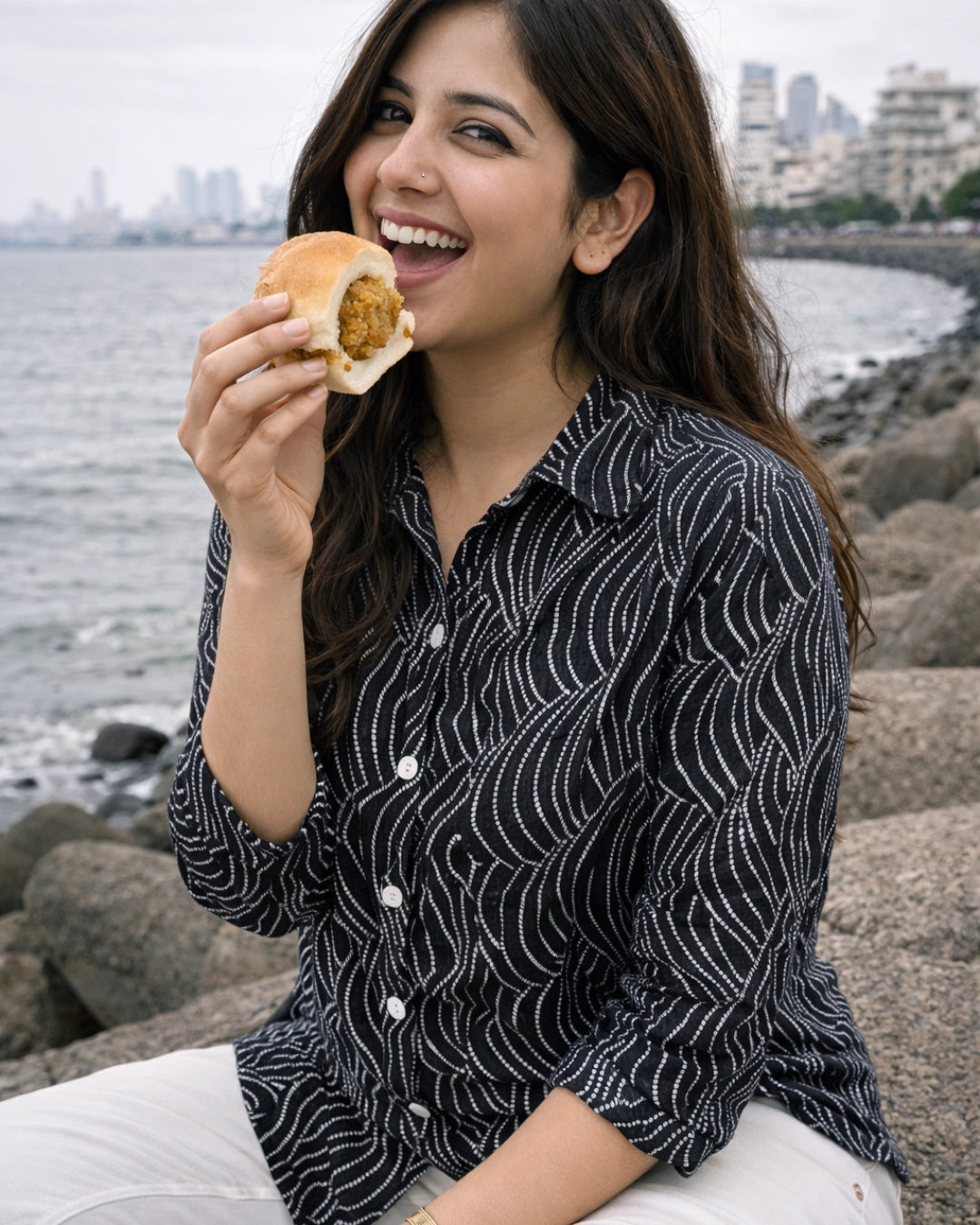 Wavy Black Classic Cotton Shirt