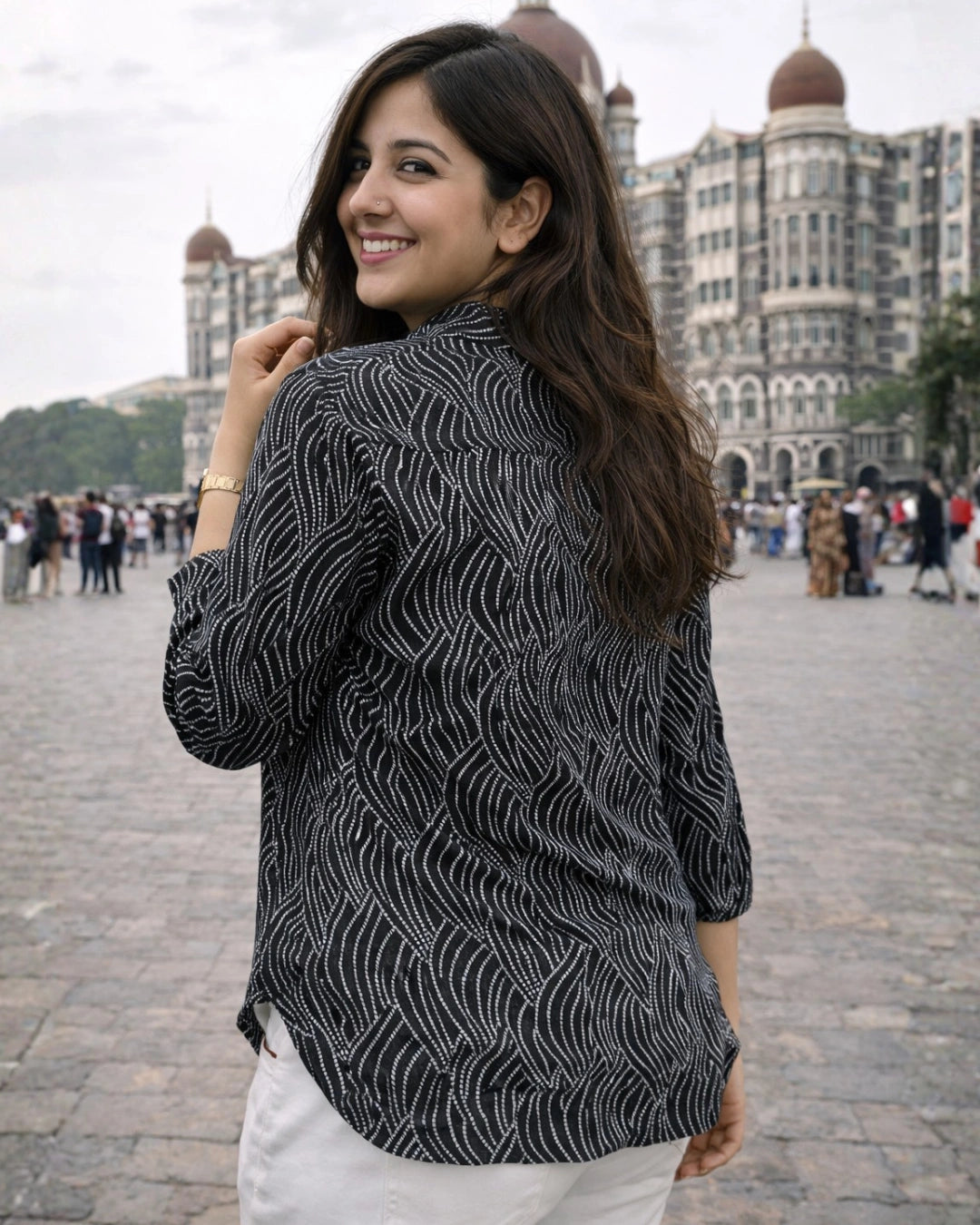 Wavy Black Classic Cotton Shirt