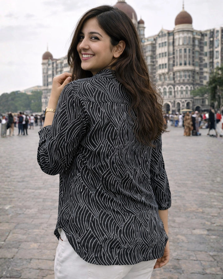 Wavy Black Classic Cotton Shirt