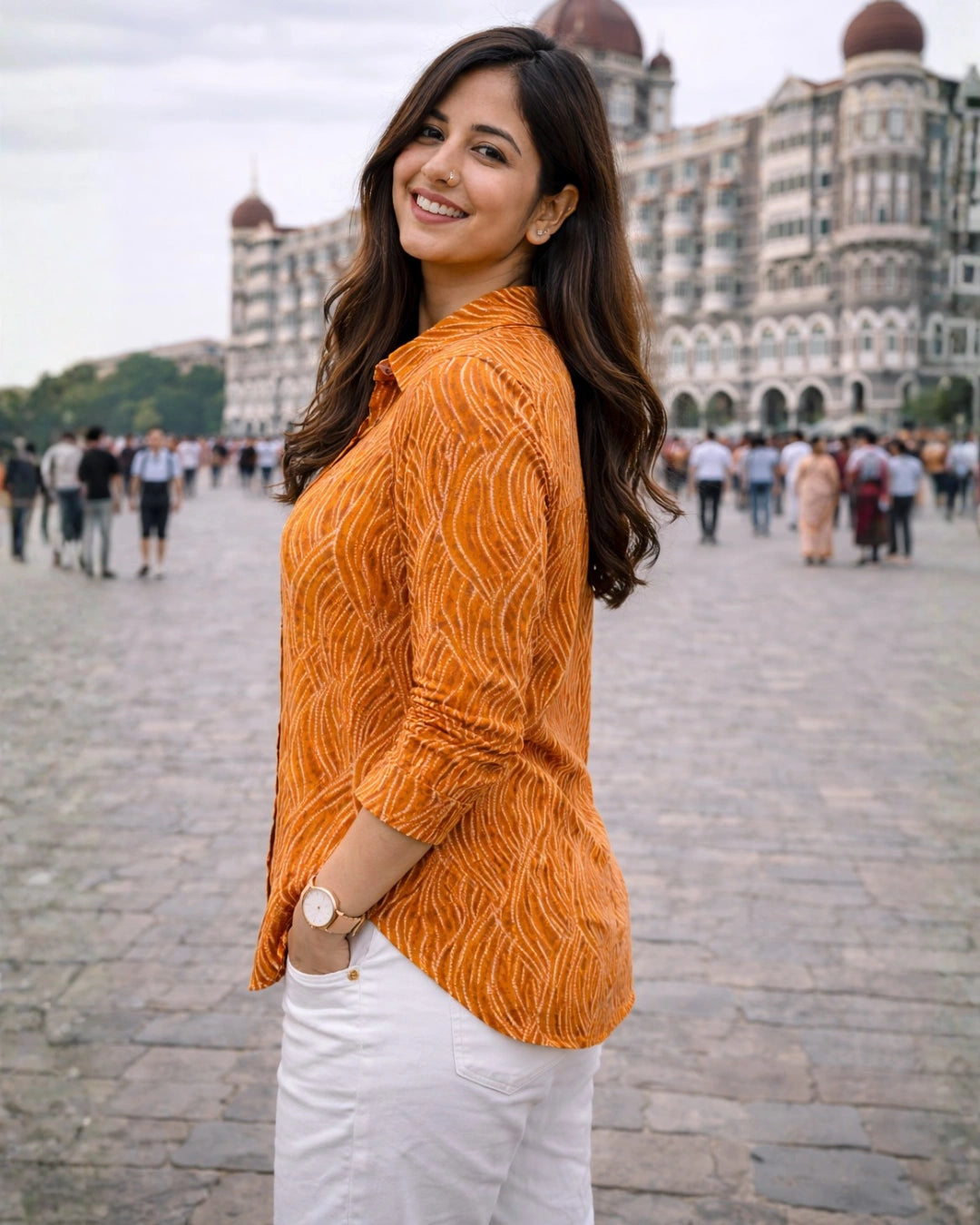 Wavy Mustard Classic Cotton Shirt