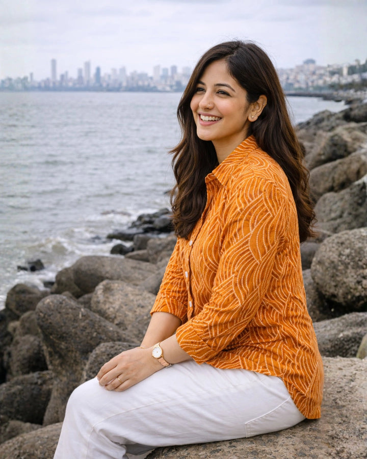 Wavy Mustard Classic Cotton Shirt