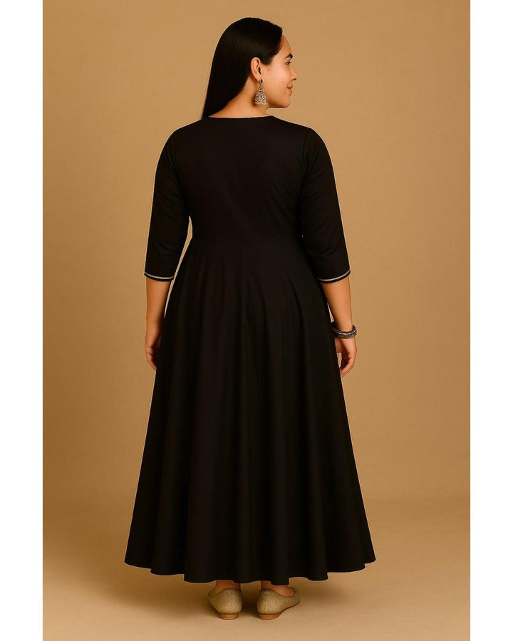 Black Angrakhaa Gheredaar Kurta