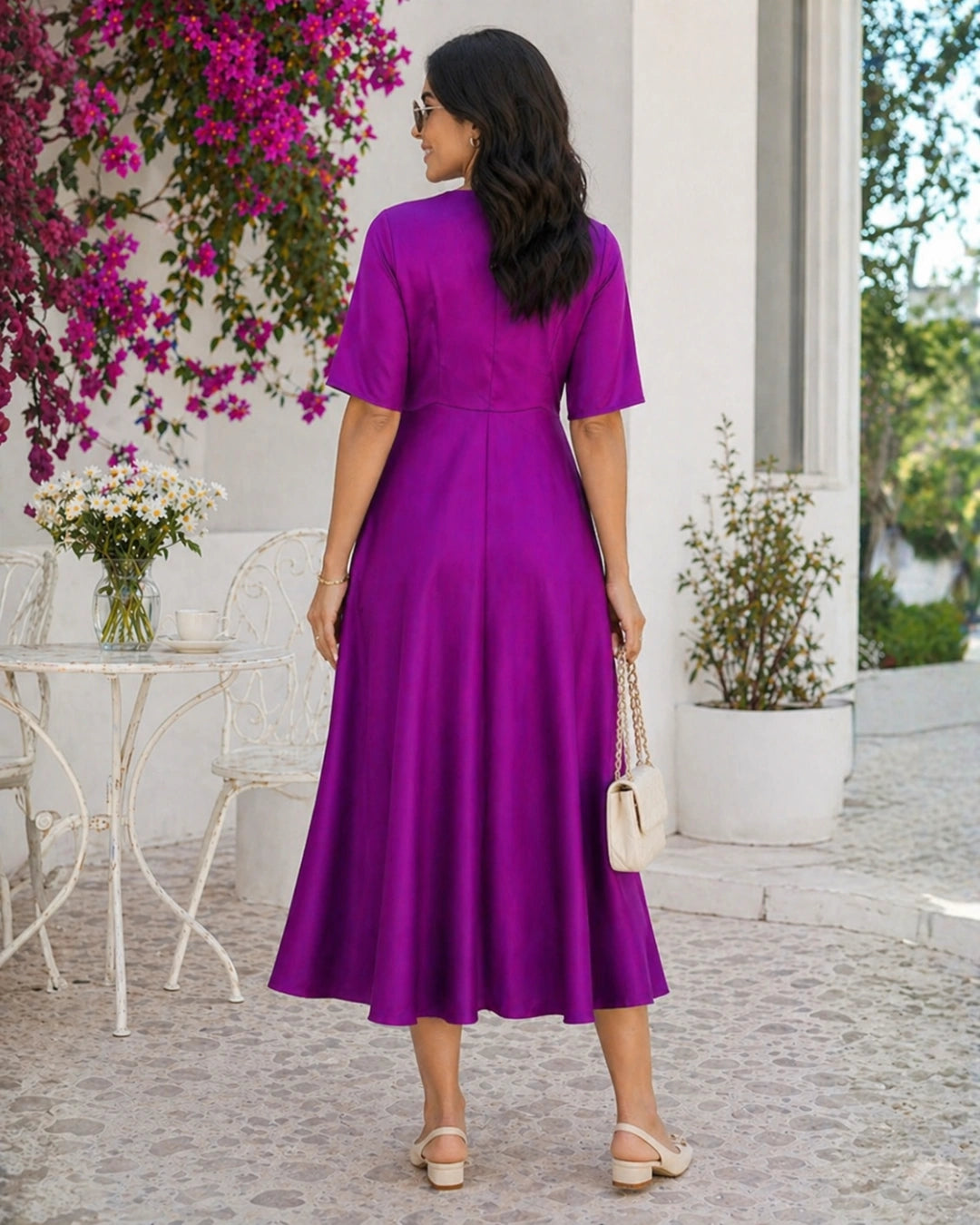 wine midi dress Wine O'clock Flared Midi Dress for Women – The Svaya