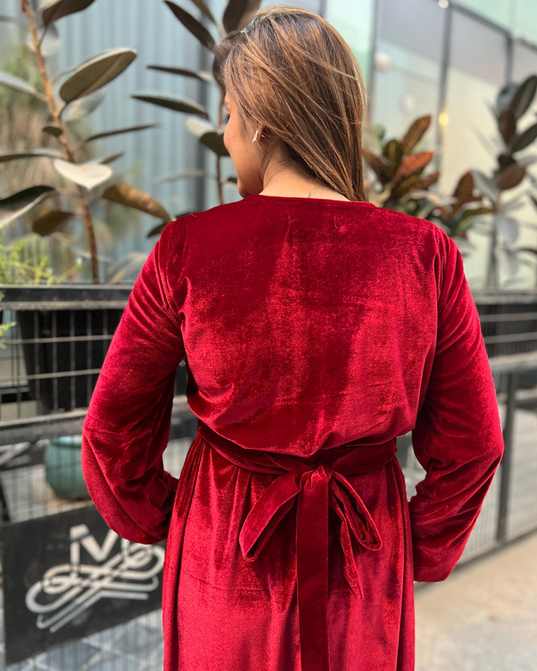 Winter Rose Velvet Shirt Dress