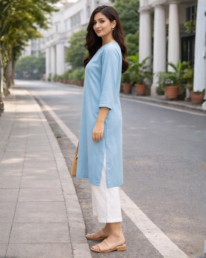 Women's Teal Rozana Straight Kurta