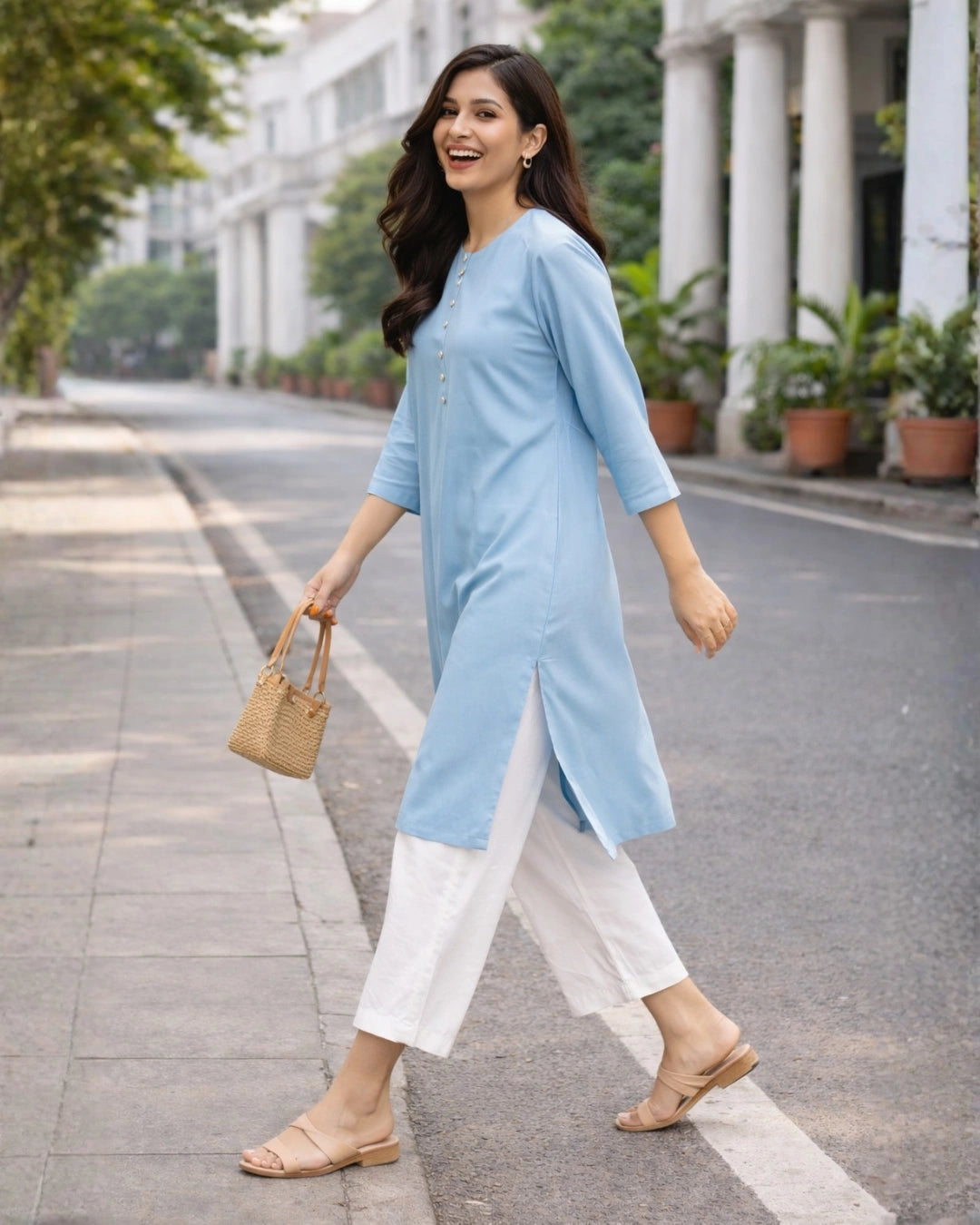 Women's Teal Rozana Straight Kurta