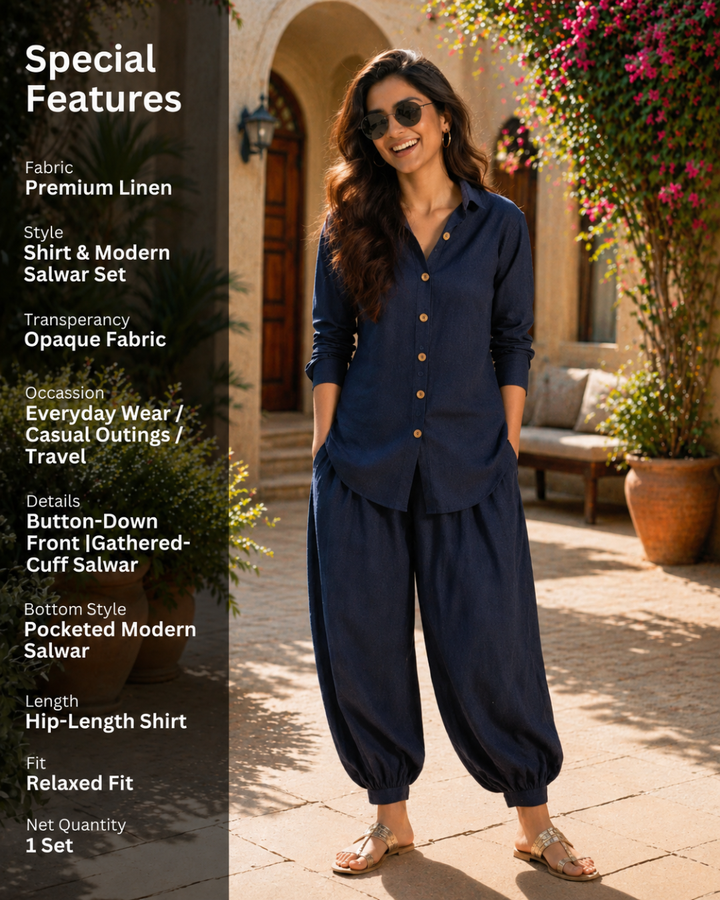 Women's Seal The Blue Shirt With Modern Salwar