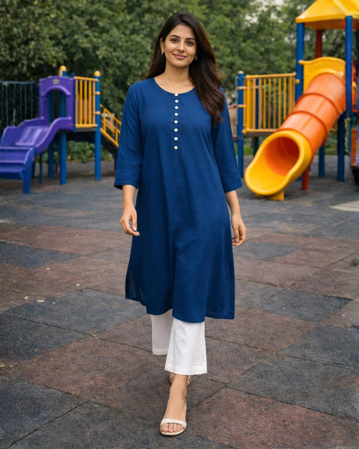 Women's Teal Rozana Straight Kurta