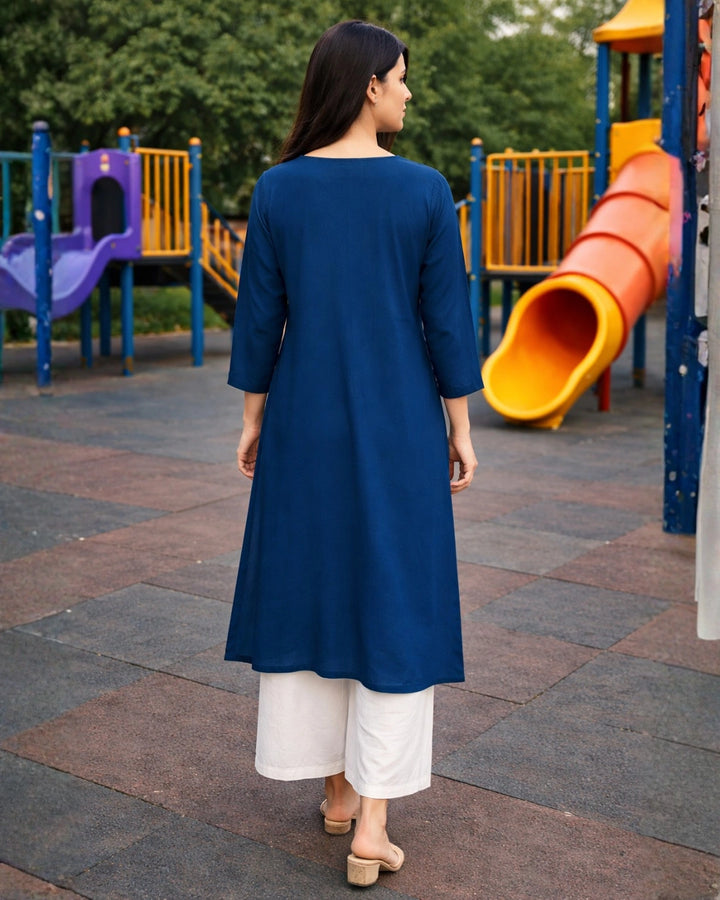 Women's Teal Rozana Straight Kurta