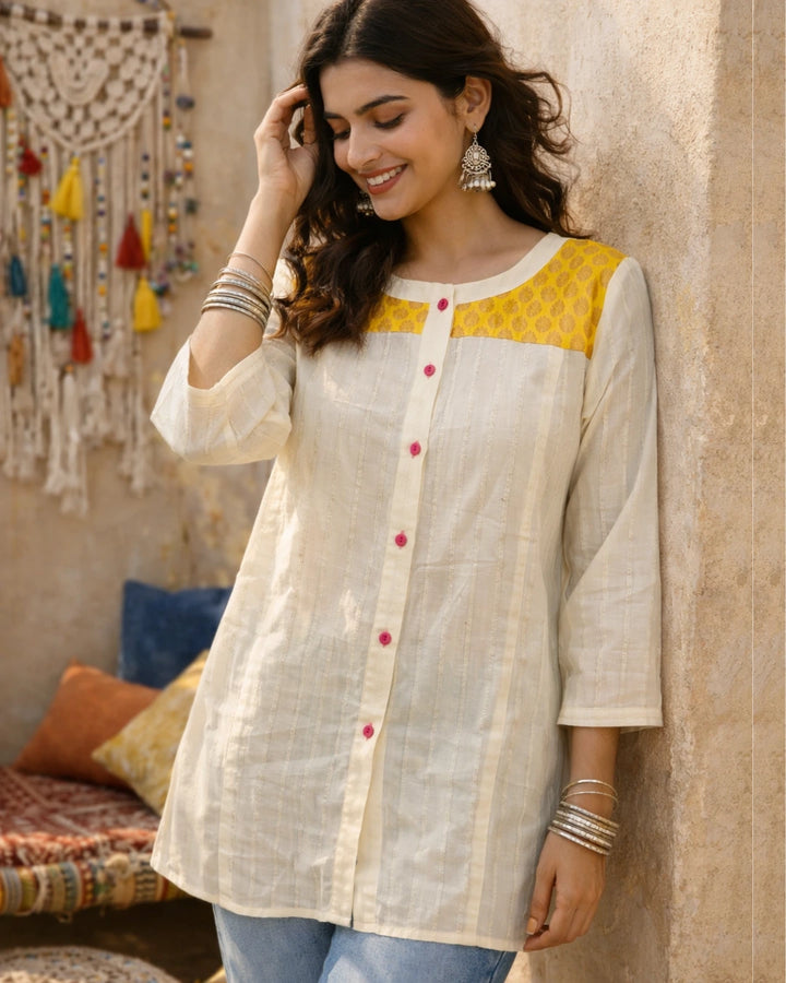 Zari Ivory Magic Relaxed Fit Women's Cotton Shirt