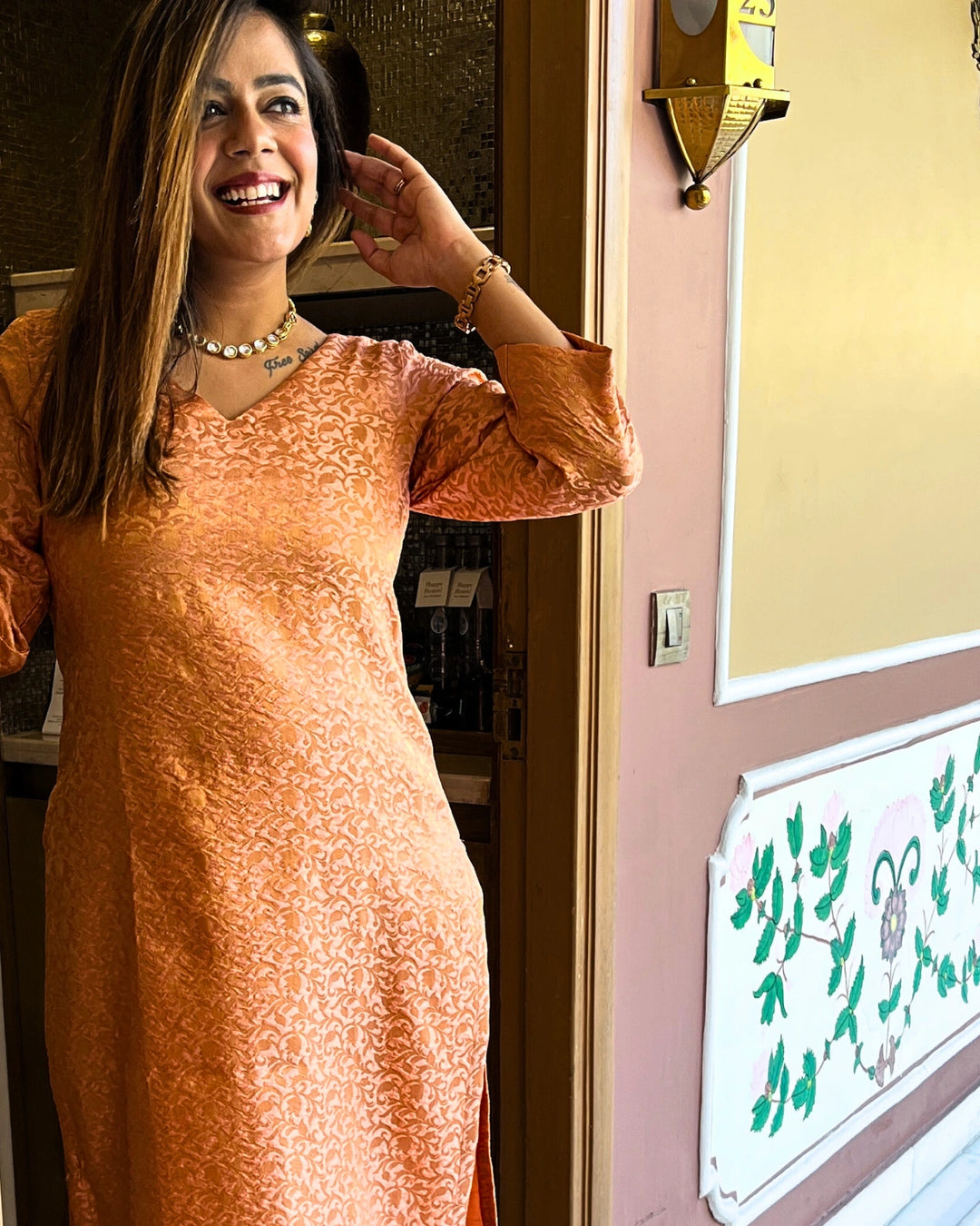 Pink Zoya Silk Kurta Set For Women