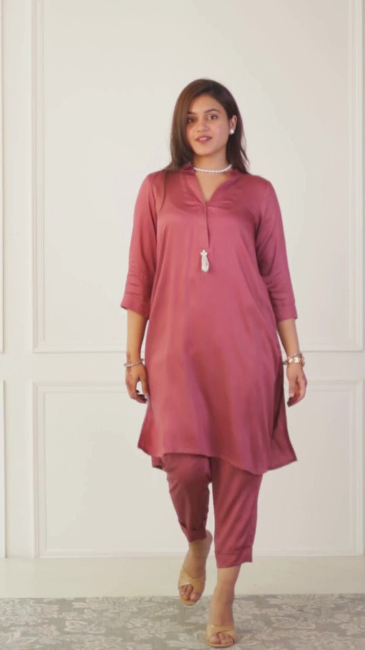 Dusty Rose Pink Modal Kurta Set of 2