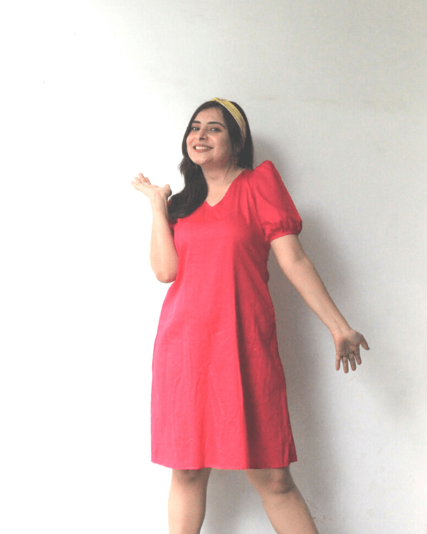 Popsicle Pink Cotton Short Dress