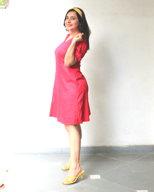 Popsicle Pink Cotton Short Dress