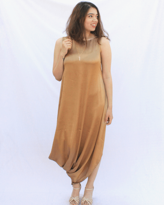 Luxe Champagne Gold Cowl Dress