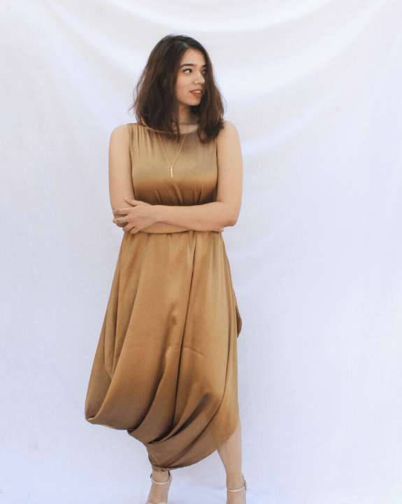 Luxe Champagne Gold Cowl Dress