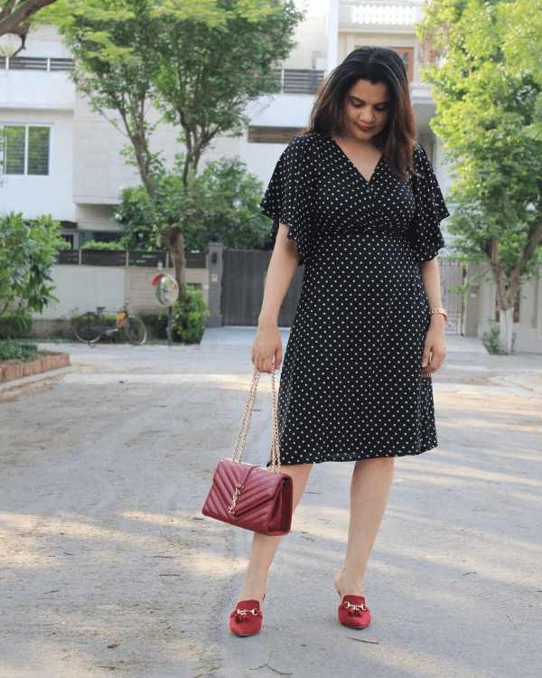 Polka Dots Adjustable Wrap Dress - Main Image
