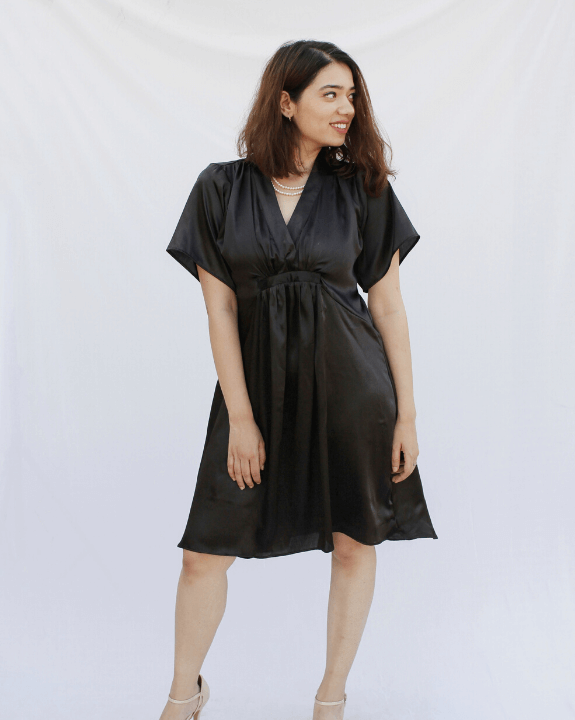 Black Pleated Short Dress