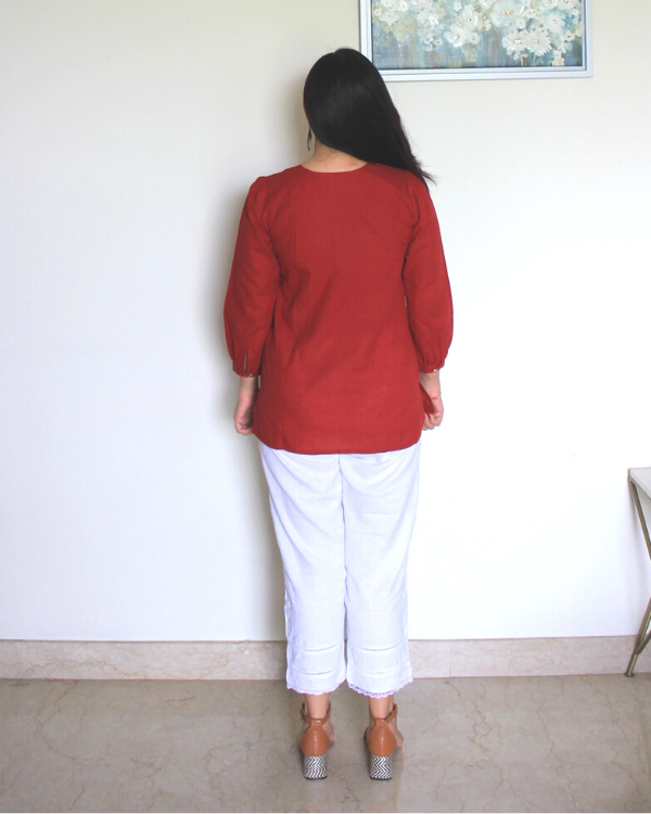 Red Cotton Loops Top