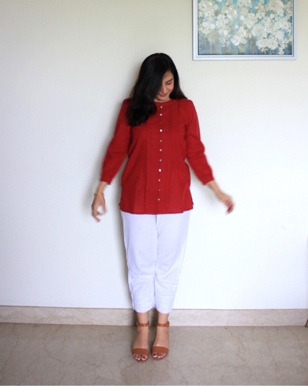 Red Cotton Loops Top