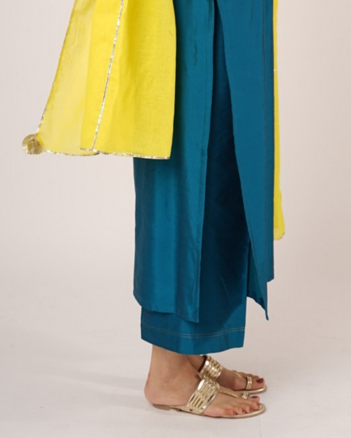 Ankle Length Teal Silk Palazzo